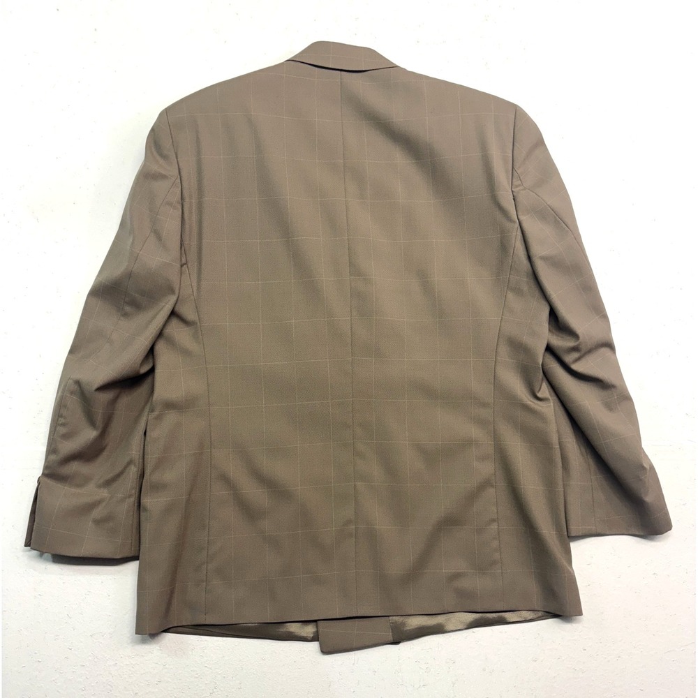 vtg Bachrach 40S Tan Windowpane Double Breasted Blazer Jacket‎ Sport Coat Wool - Picture 9 of 13